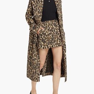 Theory Leopard Print Wool Mini Skirt